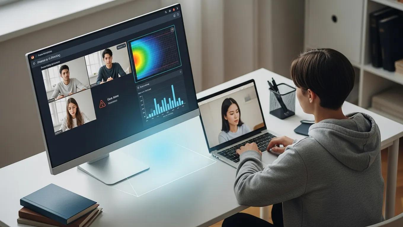 Advanced technology for online exam proctoring showcasing AI monitoring and secure supervision