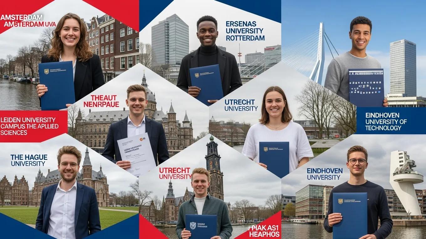Successful students from Amsterdam, Rotterdam, The Hague, Utrecht, and Eindhoven celebrating their achievements linked to accredited U.S. diplomas